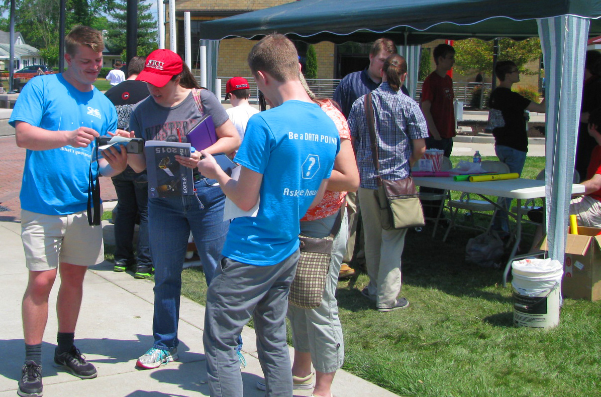 Evaluation team used iPads to survey the SKy Science Festival 2015 Expo Day participants.